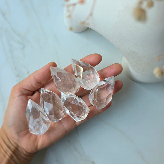 Clear Quartz Crystal Faceted Flame High Quality Brazil Small