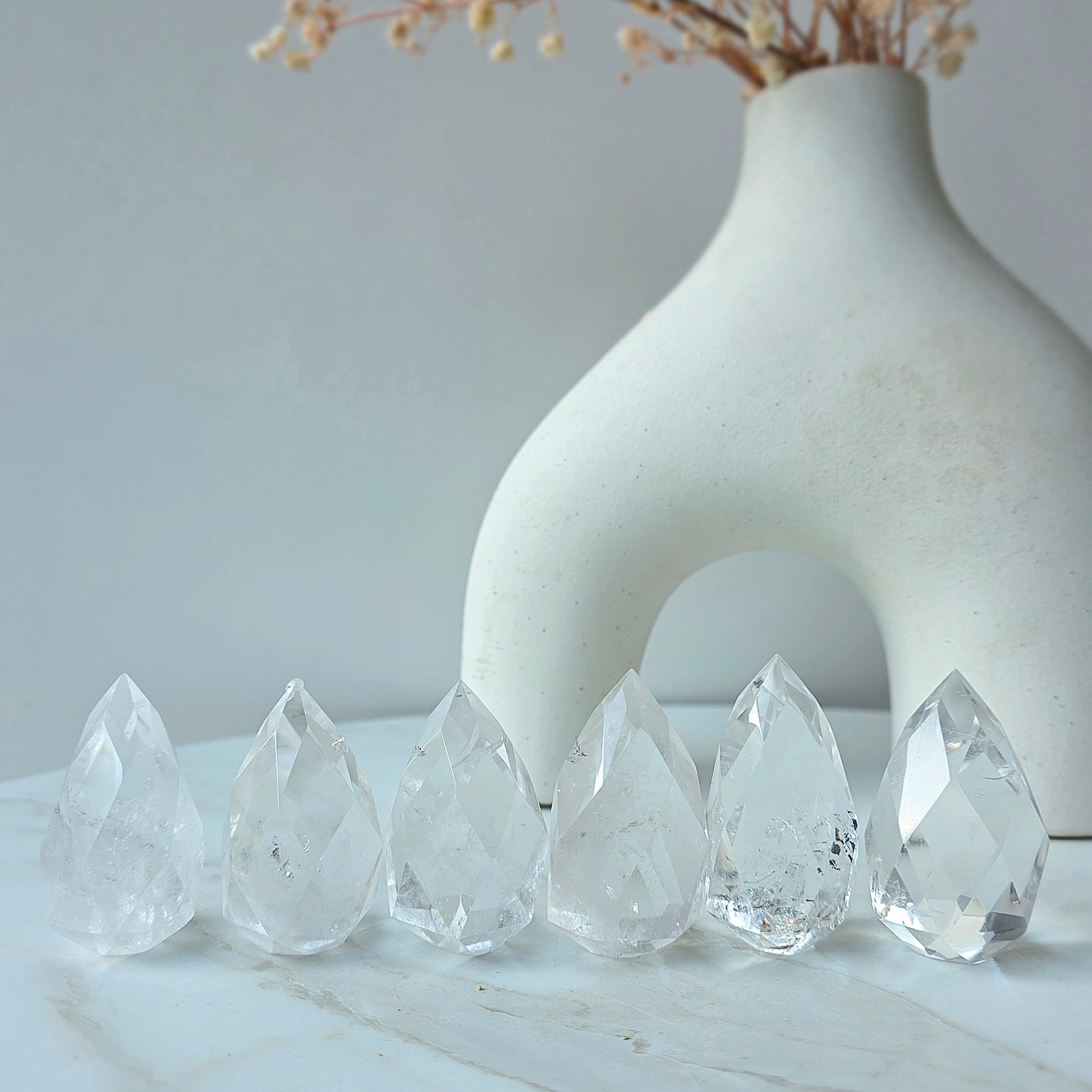 Clear Quartz Crystal Faceted Flame High Quality Brazil Small - Crystals and Me | Crystal Candles and Ethically Sourced Crystals