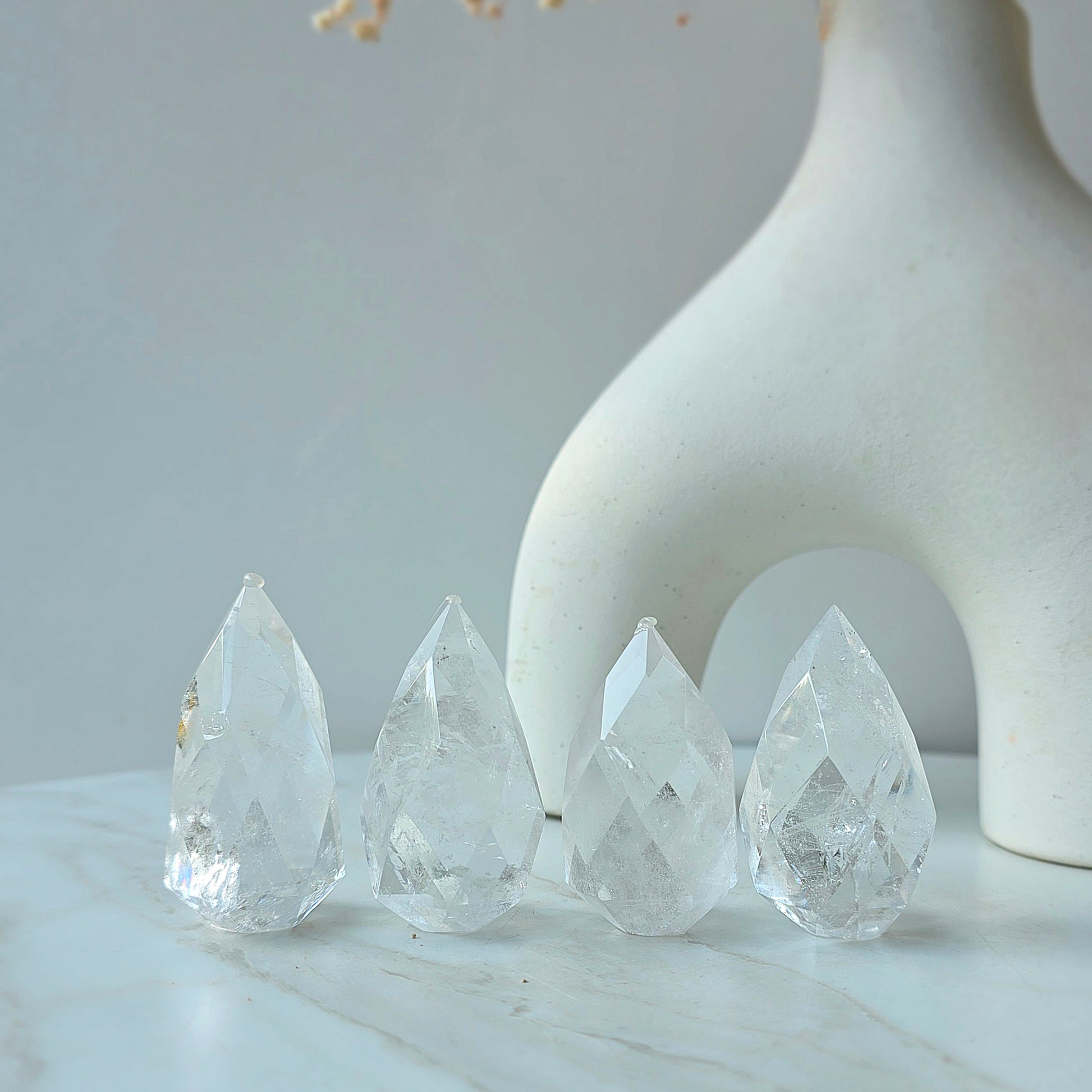 Clear Quartz Crystal Faceted Flame High Quality Brazil Small - Crystals and Me | Crystal Candles and Ethically Sourced Crystals