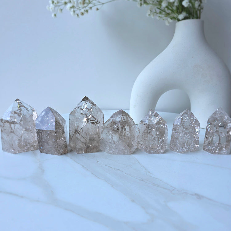Fire and Ice Smokey Quartz Crystal Point High Quality Brazil - Crystals and Me | Crystal Candles and Ethically Sourced Crystals