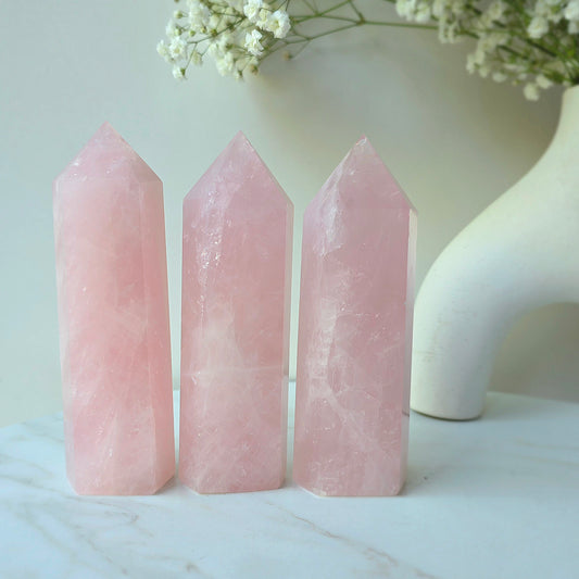 Rose Quartz Crystal Tower Point Obelisk High Quality Brazil