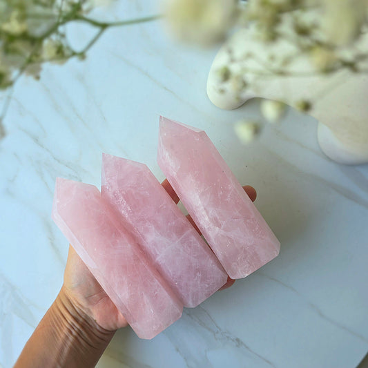 Rose Quartz Crystal Tower Point Obelisk High Quality Brazil