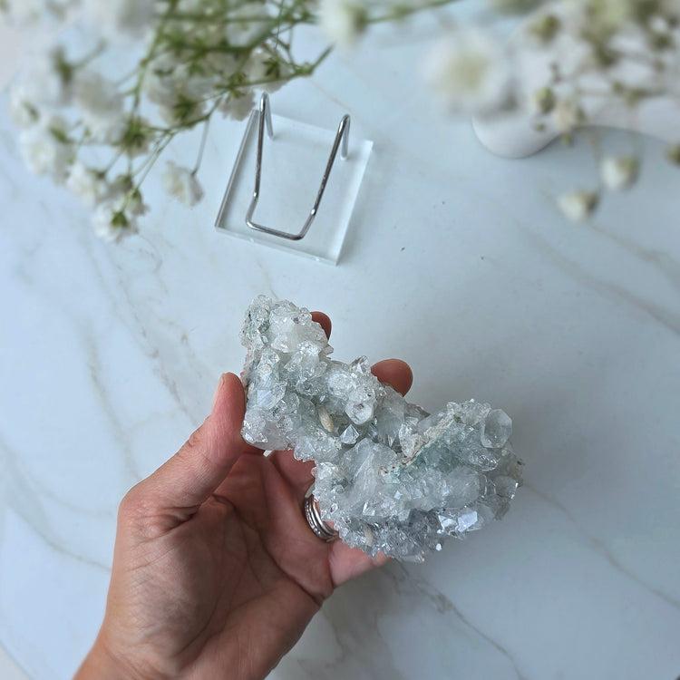 Rare Diamond Apophyllite Crystal with Blue Chalcedony AAA