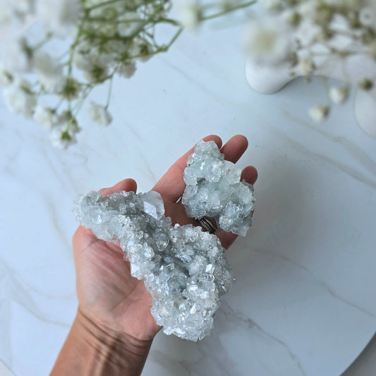 Rare Diamond Apophyllite Crystal with Blue Chalcedony AAA