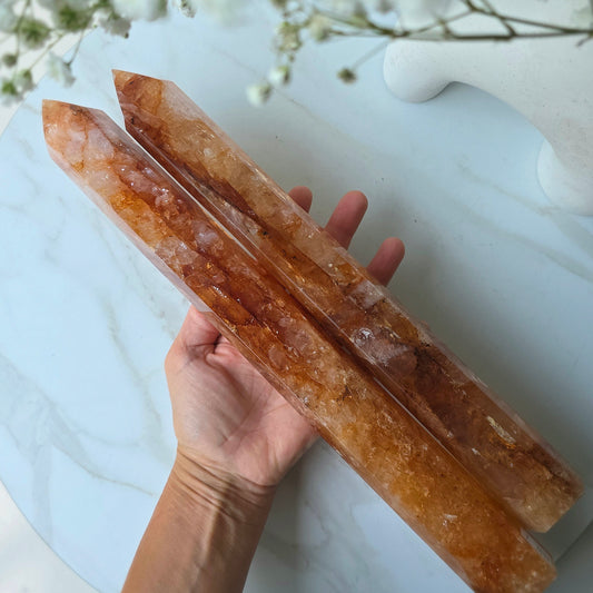 Golden Healer Crystal Quartz Hematoid Quartz Crystal Tower Point Obelisk High Quality