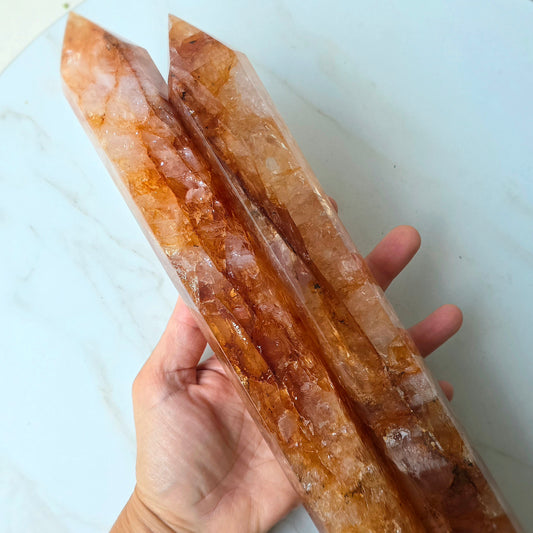 Golden Healer Crystal Quartz Hematoid Quartz Crystal Tower Point Obelisk High Quality