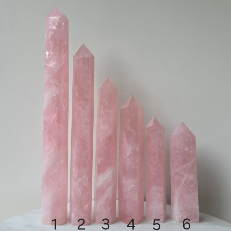 Rose Quartz Crystal Tower Point Obelisk Generator High Quality Brazil