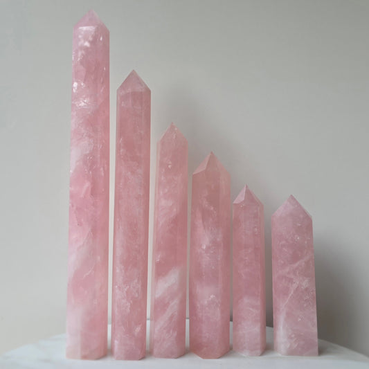 Rose Quartz Crystal Tower Point Obelisk Generator High Quality Brazil