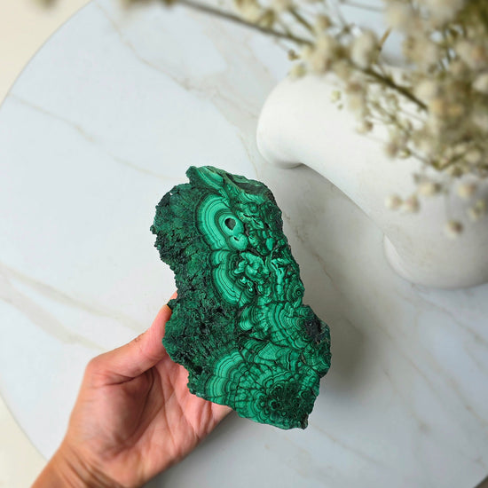 Malachite Crystal Slab Slice Congo High Quality - Crystals and Me | Crystal Candles and Ethically Sourced Crystals
