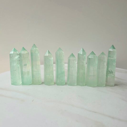 Green Fluorite Crystal Point Tower AAA High Quality