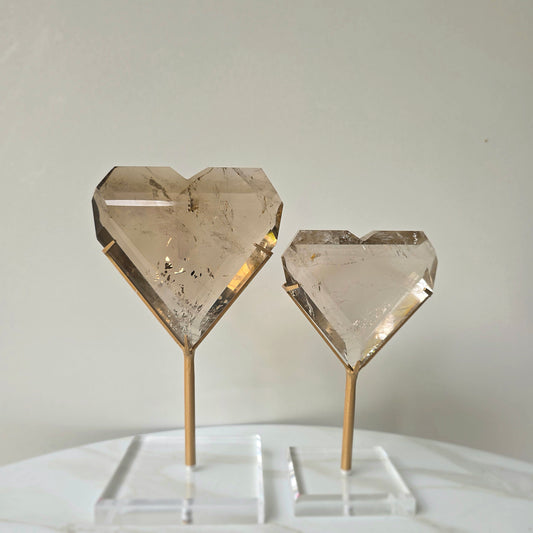 Natural Citrine Crystal Faceted Heart AAA High Quality on Stand Brazil
