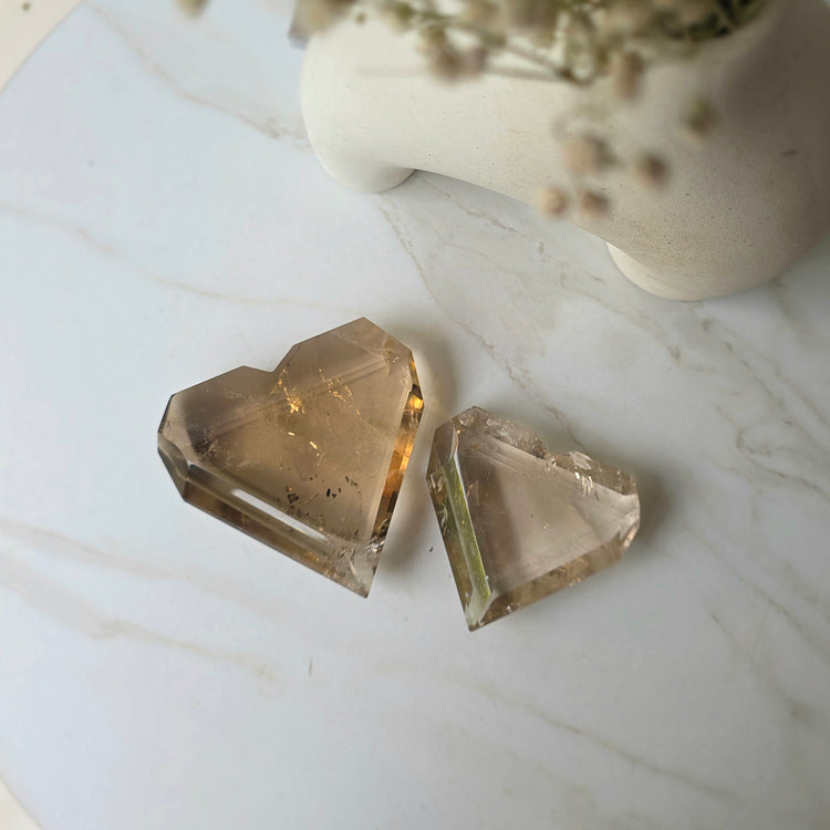 Natural Citrine Crystal Faceted Heart AAA High Quality on Stand Brazil