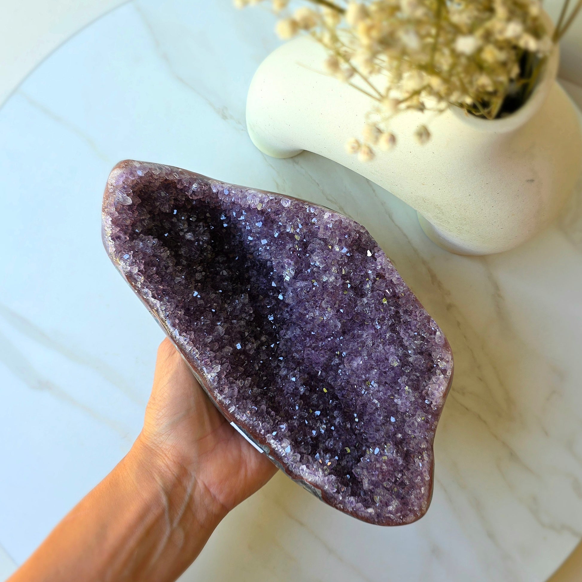 Amethyst Crystal Cluster High Quality on Stand Brazil - Crystals and Me | Crystal Candles and Ethically Sourced Crystals