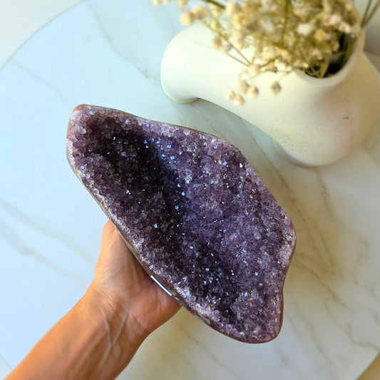 Amethyst Crystal Cluster High Quality on Stand Brazil - Crystals and Me | Crystal Candles and Ethically Sourced Crystals