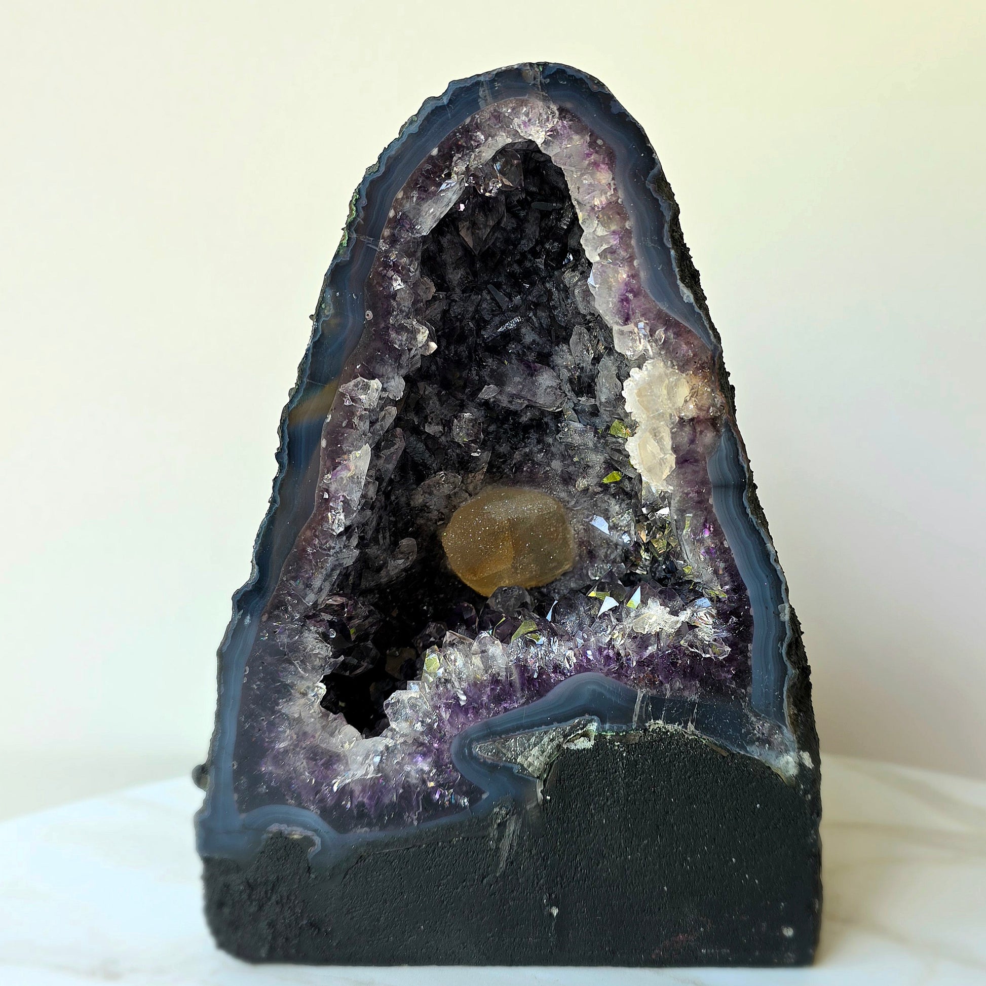 Amethyst Crystal Cathedral Cave with Crystallised Calcite Formation High Quality Brazil Mini - Crystals and Me | Crystal Candles and Ethically Sourced Crystals