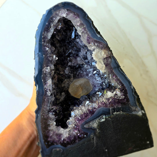 Amethyst Crystal Cathedral Cave with Crystallised Calcite Formation High Quality Brazil Mini - Crystals and Me | Crystal Candles and Ethically Sourced Crystals