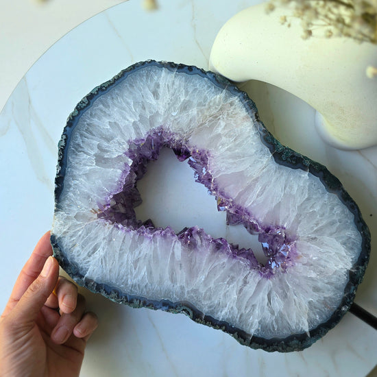 Amethyst Crystal Portal on Rotating Stand Brazil High Quality - Crystals and Me | Crystal Candles and Ethically Sourced Crystals