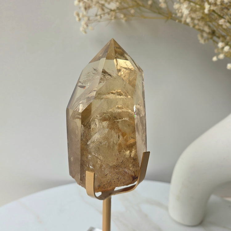 Natural Citrine Crystal with Phantom Inclusions Manifestation Stone High Quality Brazil on Stand Collectors Piece
