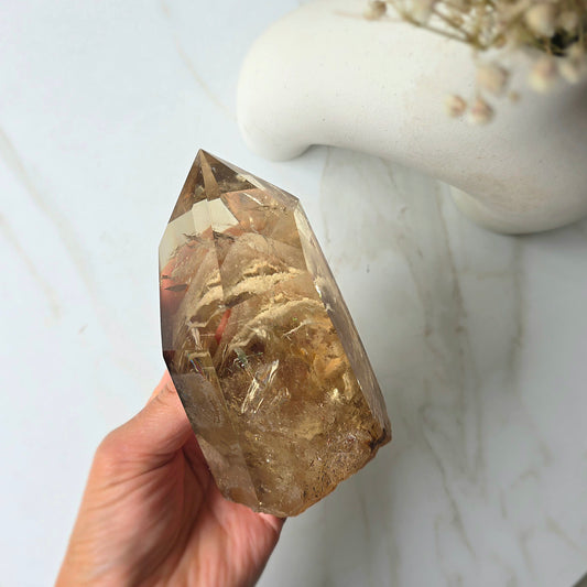 Natural Citrine Crystal with Phantom Inclusions Manifestation Stone High Quality Brazil on Stand Collectors Piece