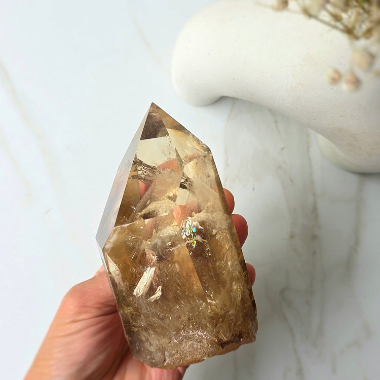 Natural Citrine Crystal with Phantom Inclusions Manifestation Stone High Quality Brazil on Stand Collectors Piece