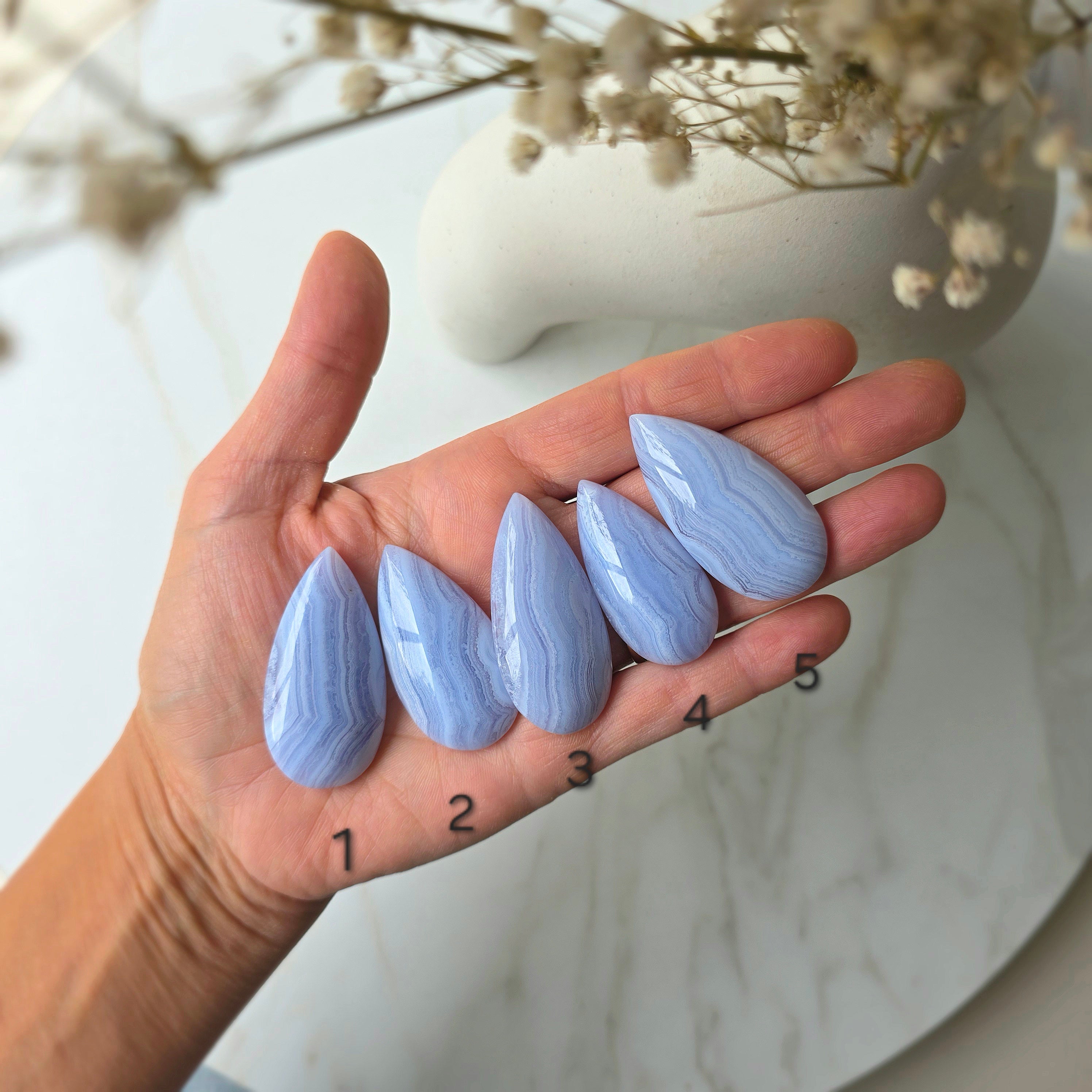 Blue Lace Agate Cabochon High Quality Brazil - Crystals and Me | Crystal Candles and Ethically Sourced Crystals