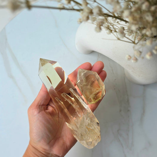 Natural Champaign Citrine Crystal AAA High Quality Brazil on Stand - Crystals and Me | Crystal Candles and Ethically Sourced Crystals