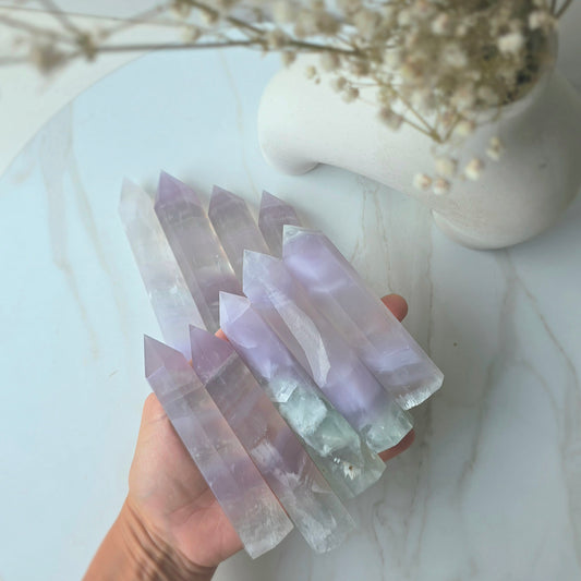 Rare Lavender Fluorite Crystal Yttrium Fluorite Tower Point Mexico High Quality Medium - Crystals and Me | Crystal Candles and Ethically Sourced Crystals