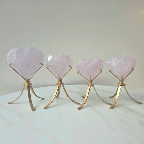 Rare Periwinkle Rose Quartz Crystal Heart on Stand - Crystals and Me | Crystal Candles and Ethically Sourced Crystals