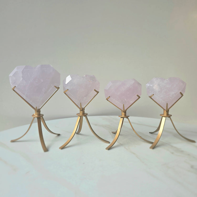 Rare Periwinkle Rose Quartz Crystal Heart on Stand - Crystals and Me | Crystal Candles and Ethically Sourced Crystals