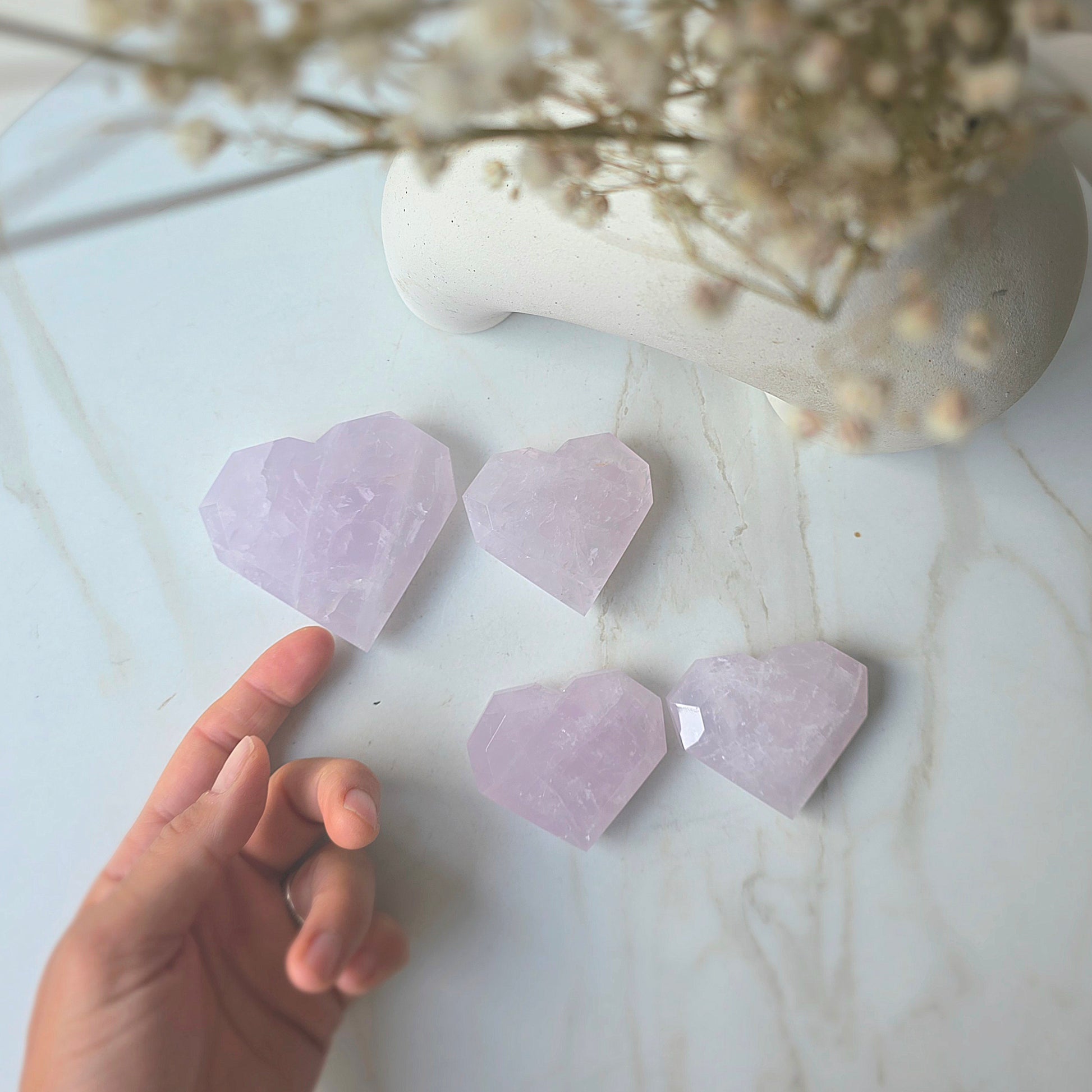 Rare Periwinkle Rose Quartz Crystal Heart on Stand - Crystals and Me | Crystal Candles and Ethically Sourced Crystals