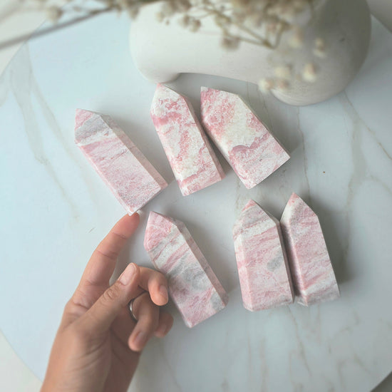 Pink Opal Crystal Tower Point Obelisk High Quality Peru Medium - Crystals and Me | Crystal Candles and Ethically Sourced Crystals