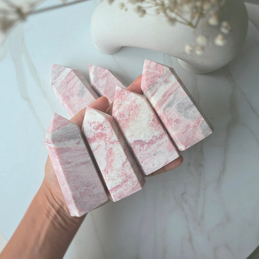 Pink Opal Crystal Tower Point Obelisk High Quality Peru Medium - Crystals and Me | Crystal Candles and Ethically Sourced Crystals