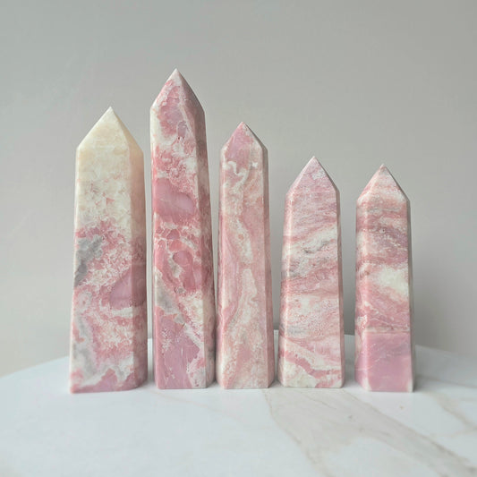 Pink Opal Crystal Tower Point Obelisk High Quality Peru Large - Crystals and Me | Crystal Candles and Ethically Sourced Crystals