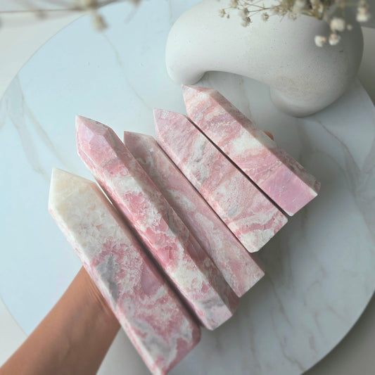 Pink Opal Crystal Tower Point Obelisk High Quality Peru Large - Crystals and Me | Crystal Candles and Ethically Sourced Crystals