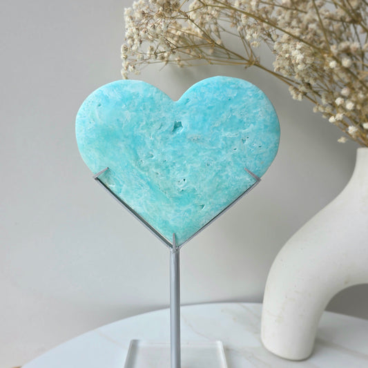 Caribbean Calcite Crystal Heart High Quality on Stand Pakistan - Crystals and Me | Crystal Candles and Ethically Sourced Crystals