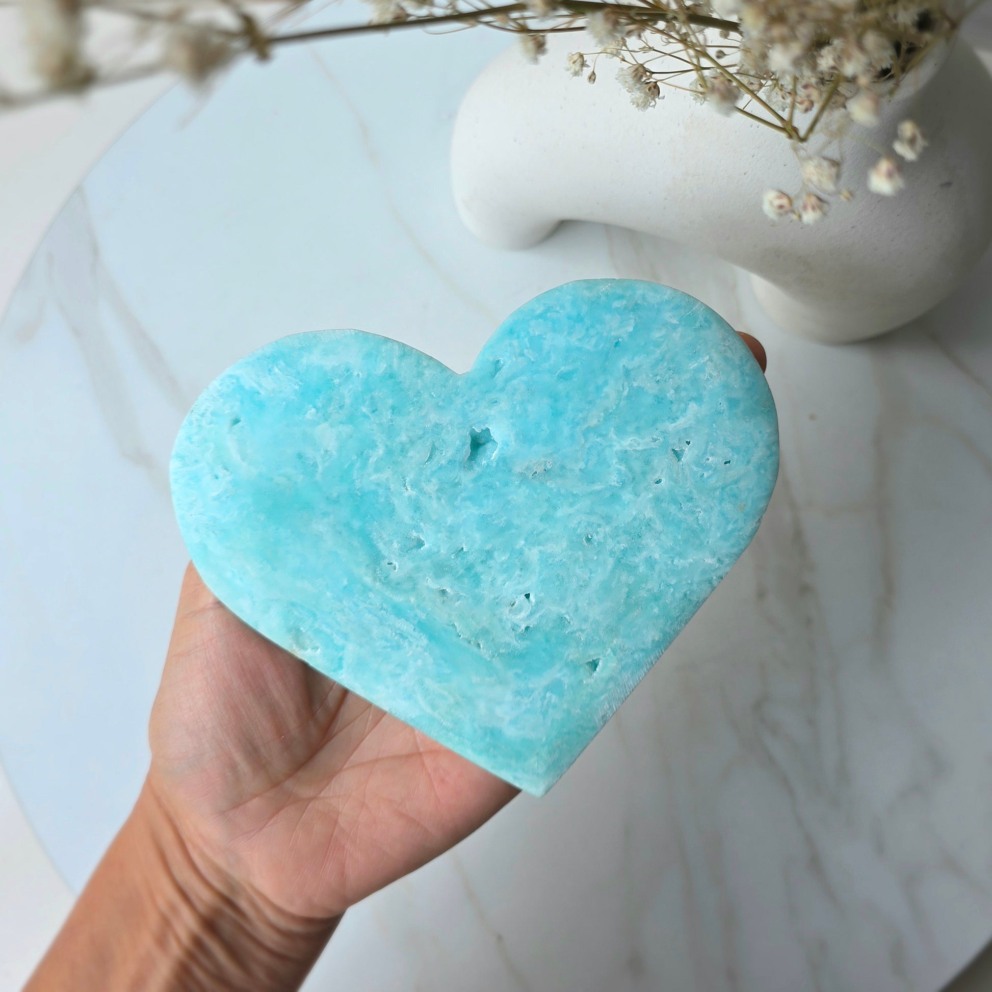 Caribbean Calcite Crystal Heart High Quality on Stand Pakistan - Crystals and Me | Crystal Candles and Ethically Sourced Crystals