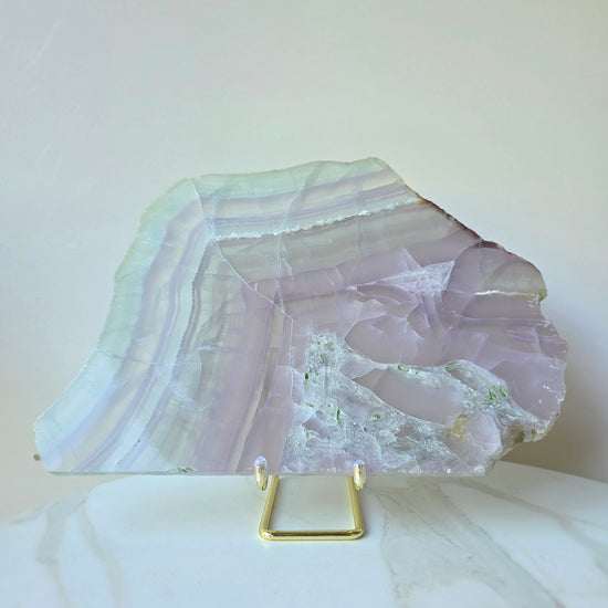 Rare Lavender Fluorite Crystal Yttrium Fluorite Crystal Slab Slice High Quality on Stand Mexico - Crystals and Me | Crystal Candles and Ethically Sourced Crystals