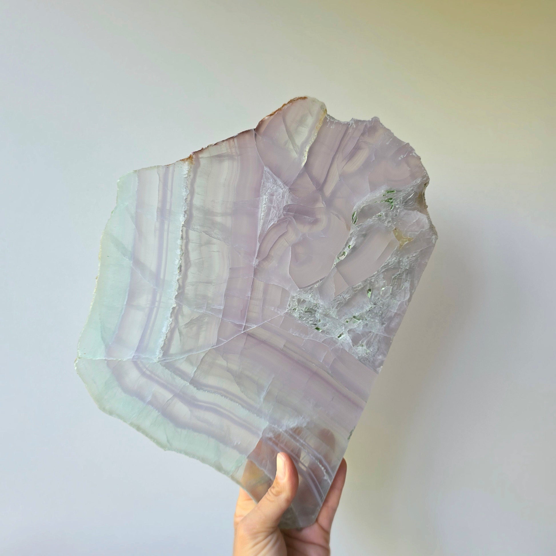Rare Lavender Fluorite Crystal Yttrium Fluorite Crystal Slab Slice High Quality on Stand Mexico - Crystals and Me | Crystal Candles and Ethically Sourced Crystals