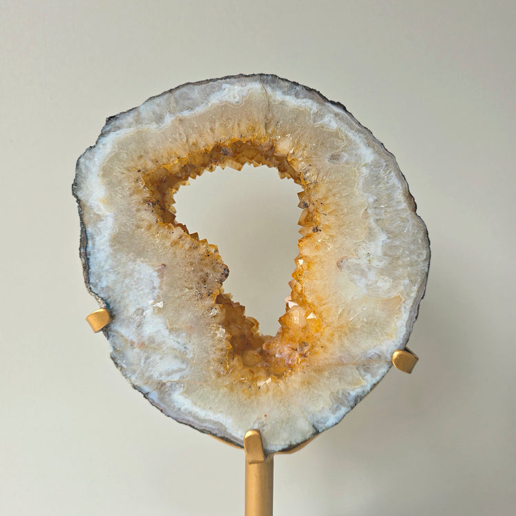 Citrine Crystal Portal on Gold Stand Brazil 3