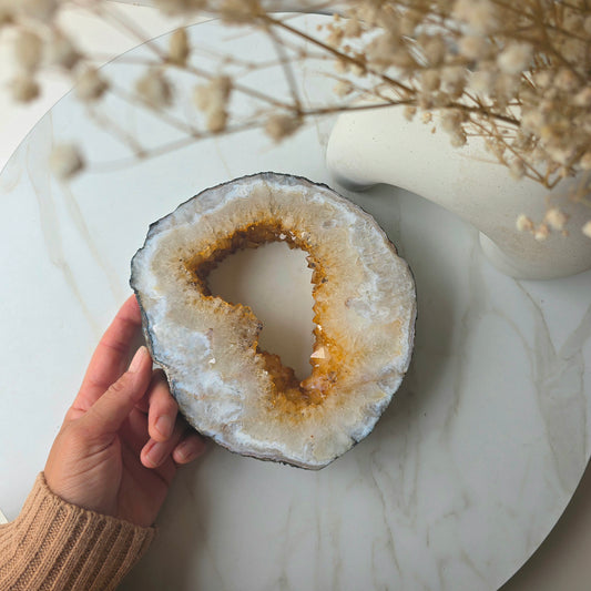 Citrine Crystal Portal on Gold Stand Brazil 3