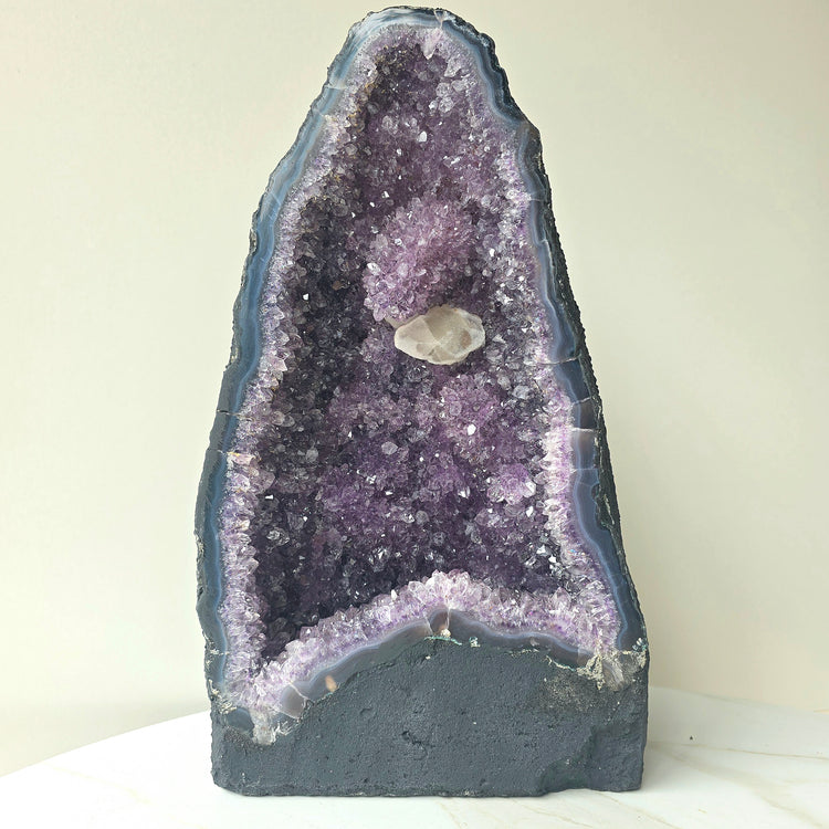Amethyst Crystal Cave with Calcite Inclusion High Quality Brazil 1