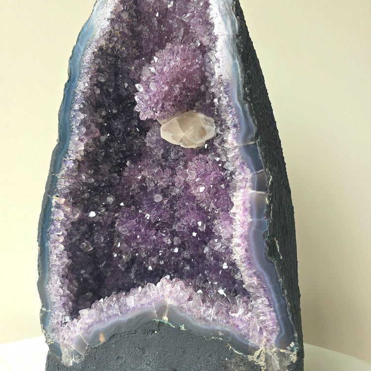 Amethyst Crystal Cave with Calcite Inclusion High Quality Brazil 1