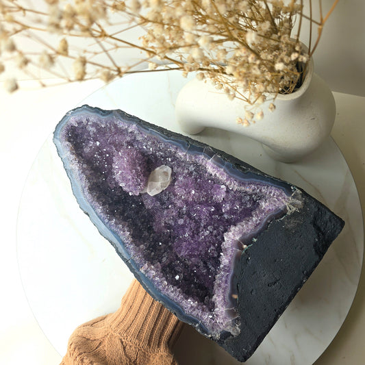 Amethyst Crystal Cave with Calcite Inclusion High Quality Brazil 1