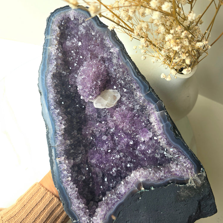 Amethyst Crystal Cave with Calcite Inclusion High Quality Brazil 1