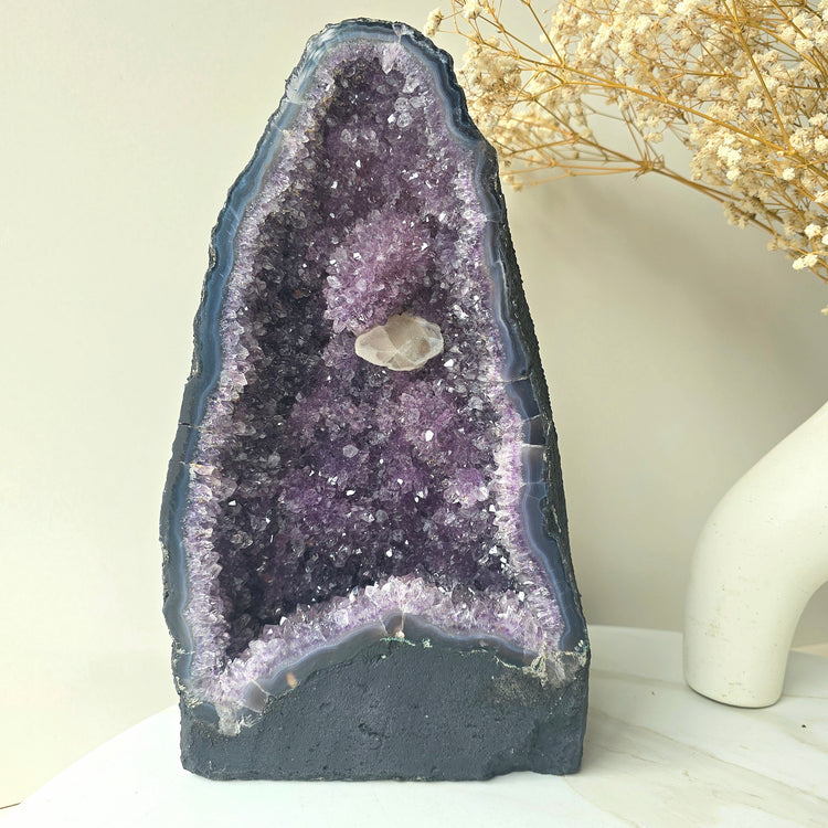 Amethyst Crystal Cave with Calcite Inclusion High Quality Brazil 1