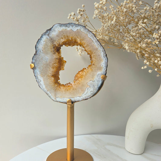 Citrine Crystal Portal on Gold Stand Brazil 2