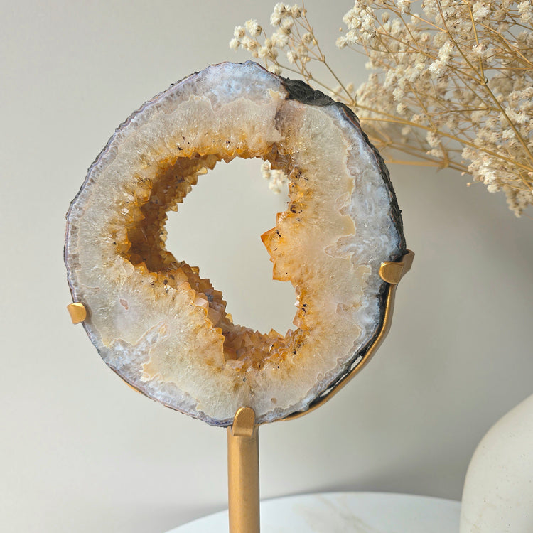 Citrine Crystal Portal on Gold Stand Brazil 2