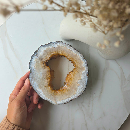 Citrine Crystal Portal on Gold Stand Brazil 2