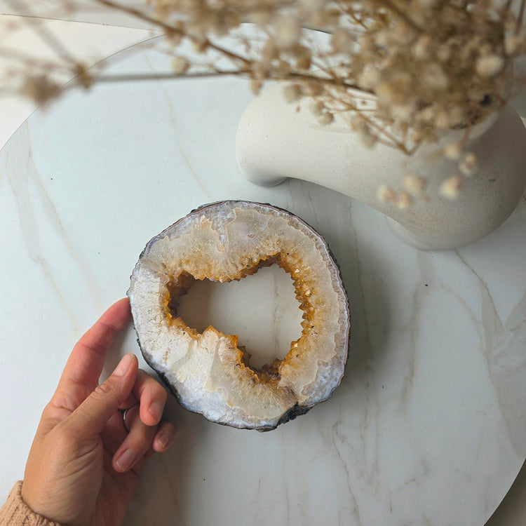 Citrine Crystal Portal on Gold Stand Brazil 2