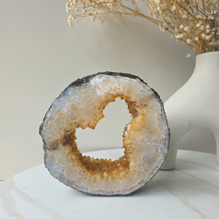 Citrine Crystal Portal on Gold Stand Brazil 2